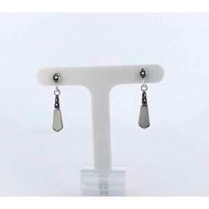 Vintage Sterling Silver 925 Marcasite Drop Dangle Earrings Estate Jewelry